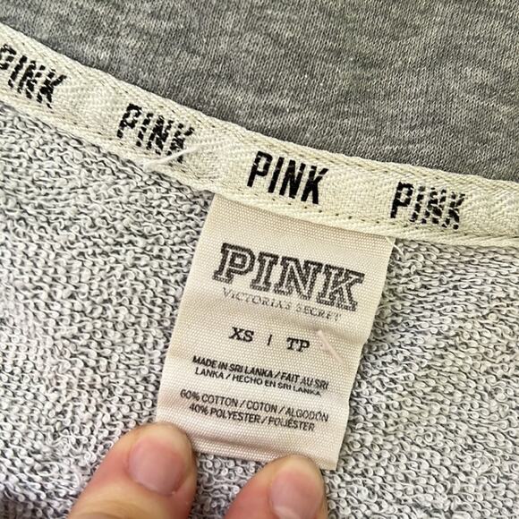 PINK Animal Print Graphic Gray Partial Zip Up Sweater - Picture 8 of 12